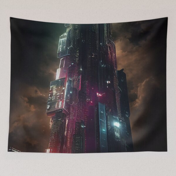 Item preview, Cyberpunk Skyscraper at Night designed and sold by AICreateWorlds.