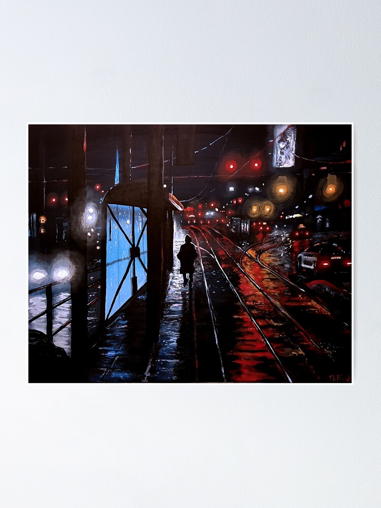 Nacht Stadt Regen 5 Poster Von Flooko Redbubble