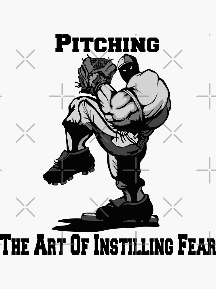 Baseball Pitching Cartoon in Black and White