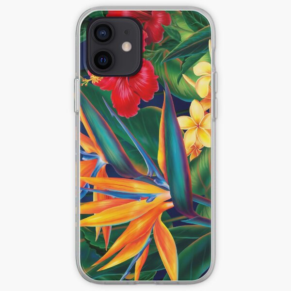 Tropical Paradise Hawaiian Birds of Paradise Illustration iPhone Soft Case