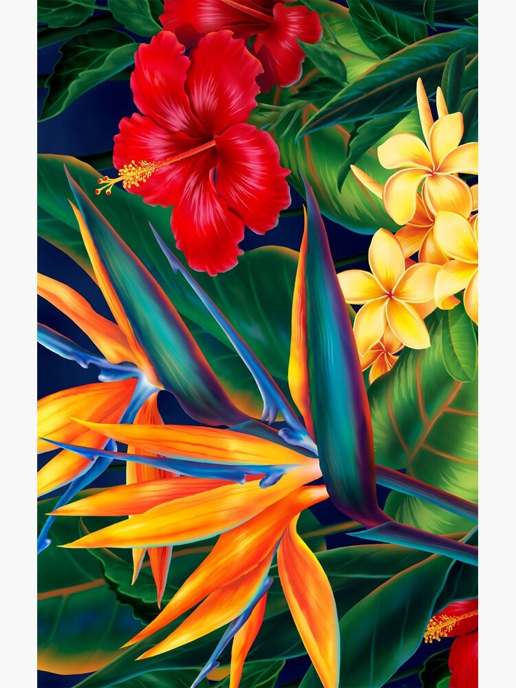 Thumbnail 4 of 4, Samsung Galaxy Phone Case, Tropical Paradise Hawaiian Birds of Paradise Illustration designed and sold by DriveIndustries.
