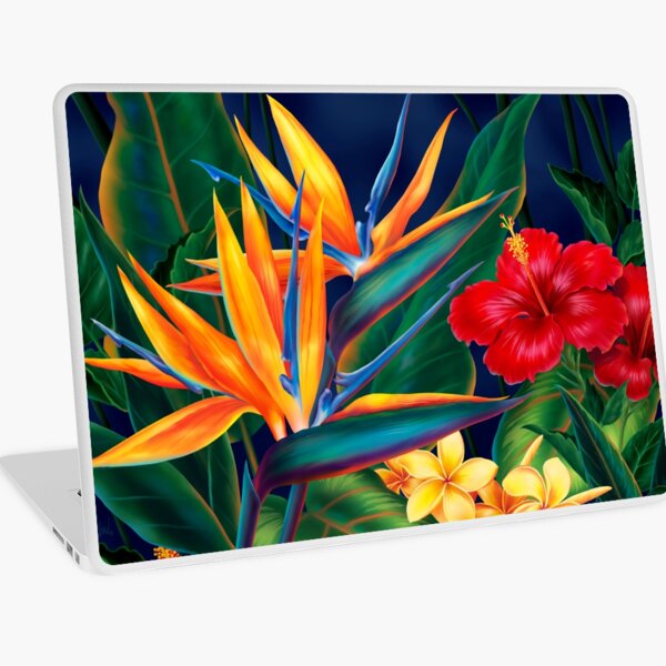 Tropical Paradise Hawaiian Birds of Paradise Illustration Laptop Skin