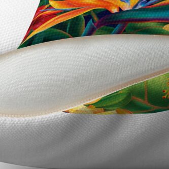 Thumbnail 2 of 3, Throw Pillow, Tropical Paradise Hawaiian Birds of Paradise Illustration designed and sold by DriveIndustries.