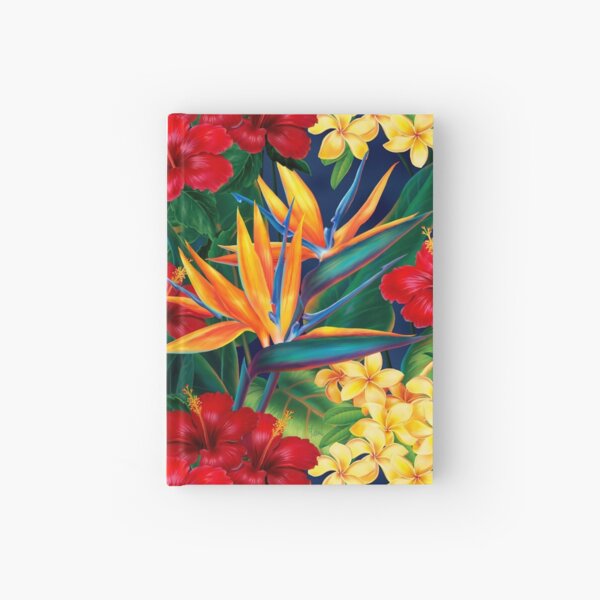 Tropical Paradise Hawaiian Birds of Paradise Illustration Hardcover Journal
