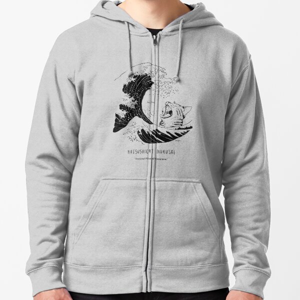 #meowdernart - Katsushicat Hokusai Zipped Hoodie