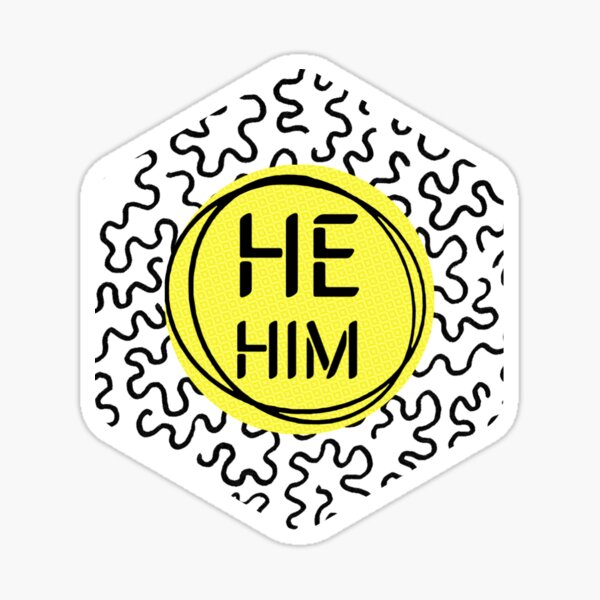 Primary Pronoun Polygon He/Him Yellow Sticker