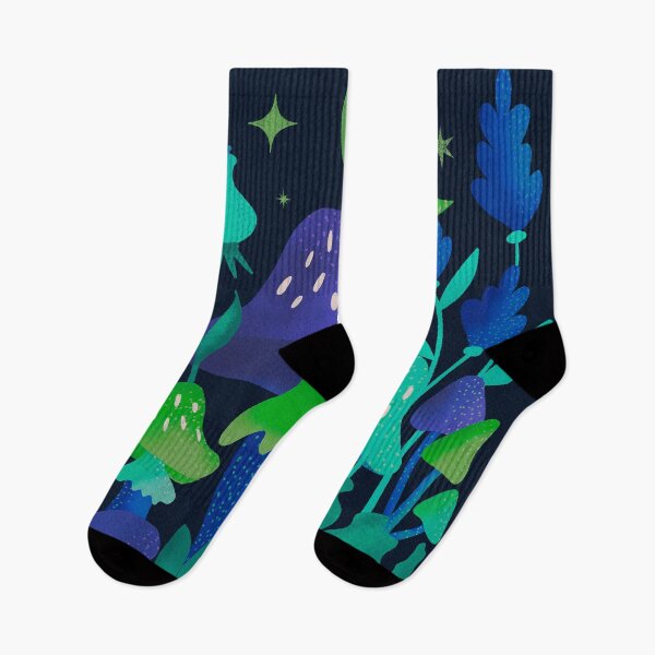 Item preview, Trippy Glowing Moonlight Mushrooms Dark Navy designed and sold by VivecaChenoweth.