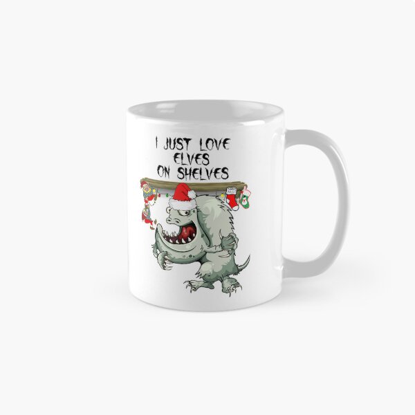 Item preview, Bad Monster Santa | I Just Love Elves On Shelves | Two Elves Climbing Off A Shelf designed and sold by Oaks Creations.