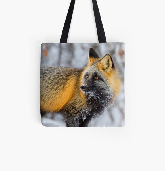 Cross Fox in the Arctic All Over Print Tote Bag