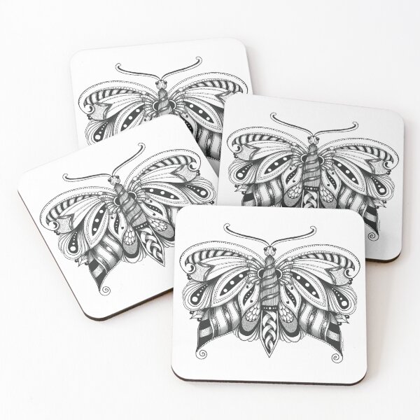 Item preview, Hand-drawn Tangled Black and White Graphic Butterfly designed and sold by VivecaChenoweth.