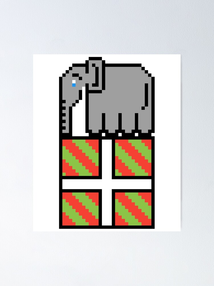 Mini Elephant Xmas Gift Retro 8 Bit Pixel Art Poster By Madshirty Redbubble