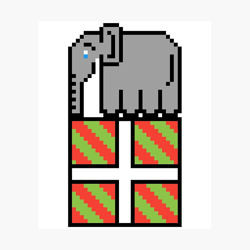 Mini Elephant Xmas Gift Retro 8 Bit Pixel Art Metal Print By Madshirty Redbubble