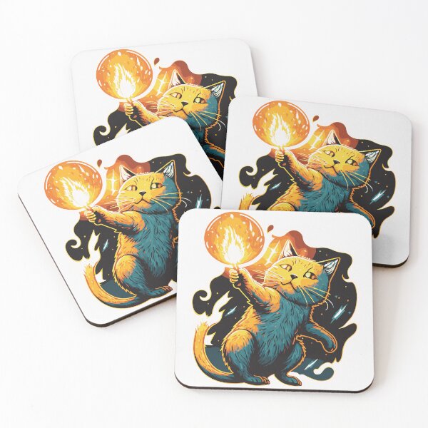 Item preview, The Wizard Cat Casts Fireball designed and sold by fantasy-cats.
