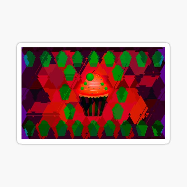 Red Glow Cupcake Sticker