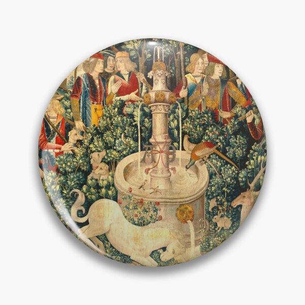 Item preview, The Unicorn Purifies Water with its horn (from the Unicorn Tapestries) Mystical vintage medieval textile. La licorne purifie l'eau avec sa corne (d’après les tapisseries de licorne) designed and sold by MagicStrawberry.