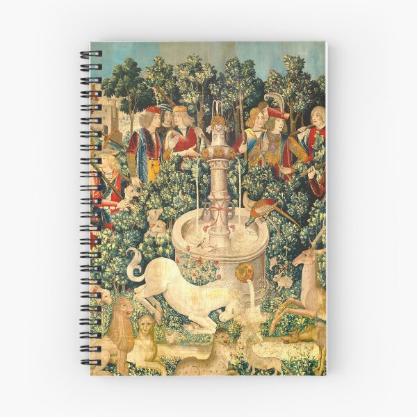 Item preview, The Unicorn Purifies Water with its horn (from the Unicorn Tapestries) Mystical vintage medieval textile. La licorne purifie l'eau avec sa corne (d’après les tapisseries de licorne) designed and sold by MagicStrawberry.