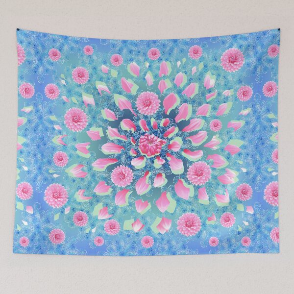 Item preview, Fragmented Dahlia over blue lace & mint-blue gradient designed and sold by HelenPDesigns.