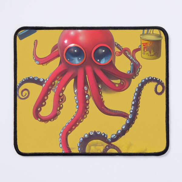 Item preview, Red octopus cleans up, yellow background designed and sold by Rebelka.