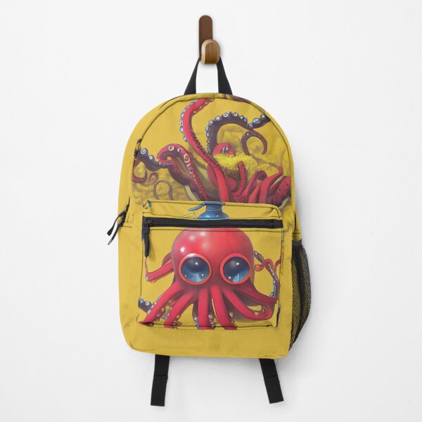 Item preview, Red octopus cleans up, yellow background designed and sold by Rebelka.