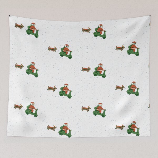 Item preview, Dog elf and santa on bike designed and sold by SkyisBright.