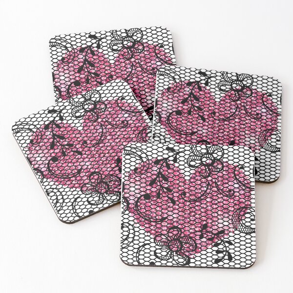 Item preview, Black Lace Overlay with  Pink  Heart !! designed and sold by SunMoonBeyond.