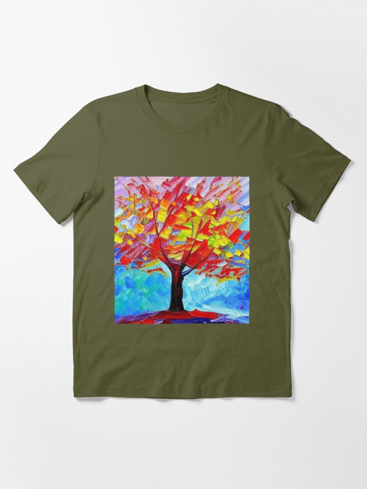 T-shirt enfant for Sale avec l'œuvre « Arbre de vie au coucher du soleil  couteau à palette peinture acrylique » de l'artiste SwirlsArt