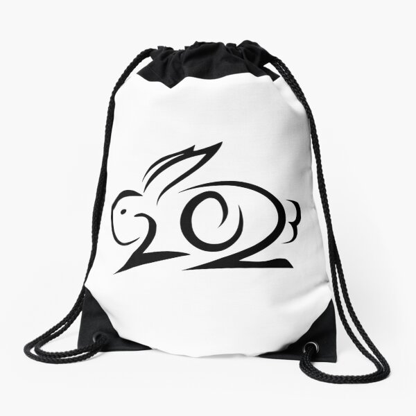 Item preview, Rabbit Shaped 2023 in black and white, 2023 Year of the Rabbit designed and sold by BearAndCat.