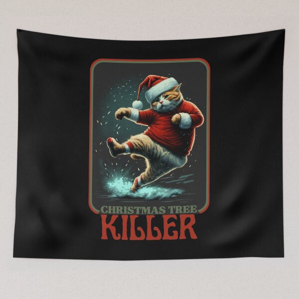 Item preview, Christmas Tree Killer Retro Vintage Cat xmas Christmas  designed and sold by splonkss.