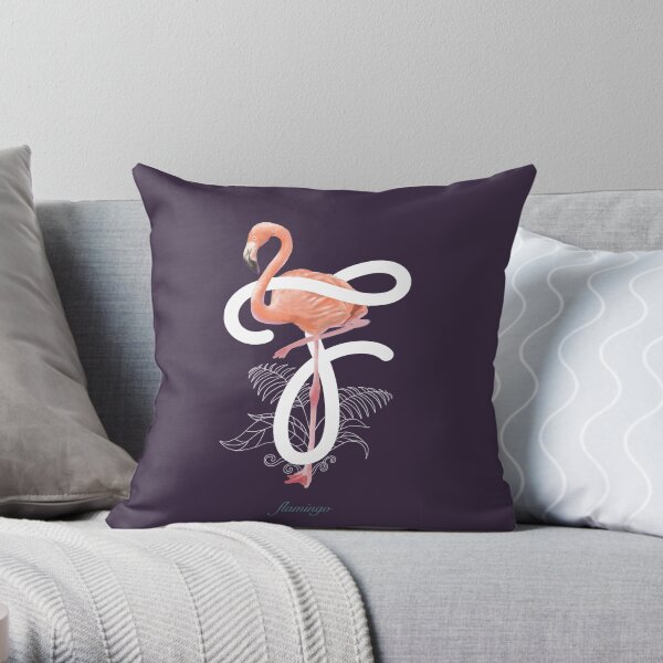 F for Flamingo Throw Pillow