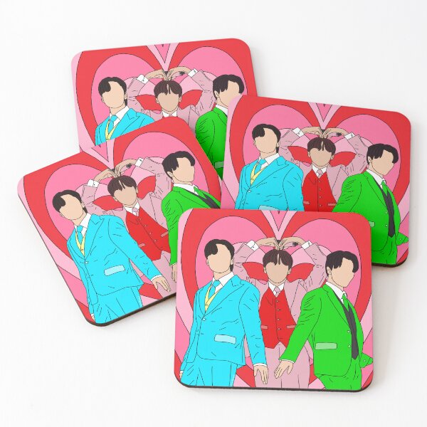 Item preview, The Maknaepuff Boys (red pink background) designed and sold by bandfanarii.