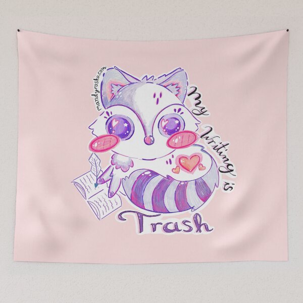 Item preview, My Writing Is Trash Kawaii Raccoon designed and sold by MandyRosko.