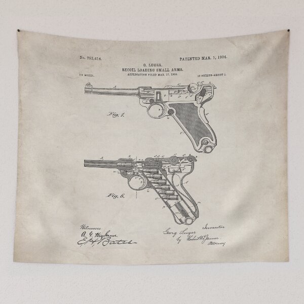 Item preview, Luger Pistol Firearms Patent - Gun Lover Vintage Guns Art - Antique designed and sold by patentpress.