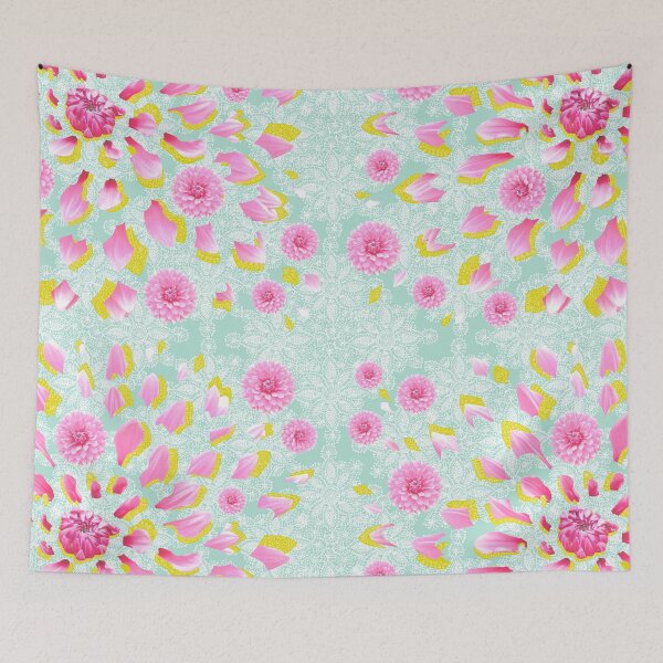 Item preview, Fragmented Dahlia over white lace & mint background designed and sold by HelenPDesigns.