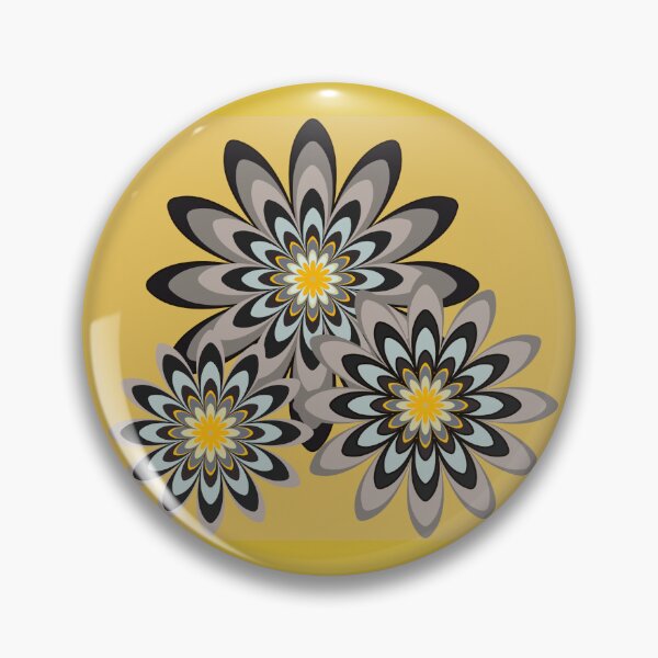 Item preview, black and white floral pattern rmodern design golden yellow designed and sold by Bakkia.