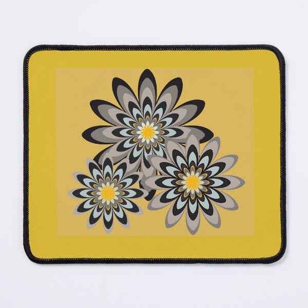 Item preview, black and white floral pattern rmodern design golden yellow designed and sold by Bakkia.