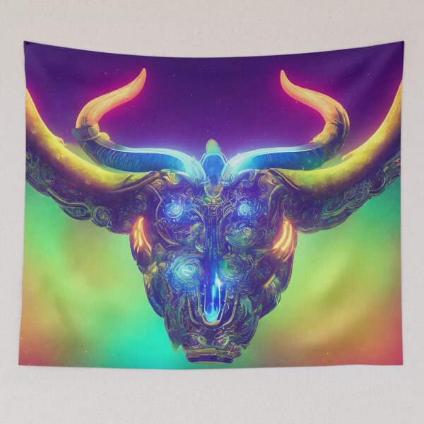 Item preview, Taurus zodiac sign, glowing vivid colors,illustrative art, artist interpretation designed and sold by LoveZodiac.
