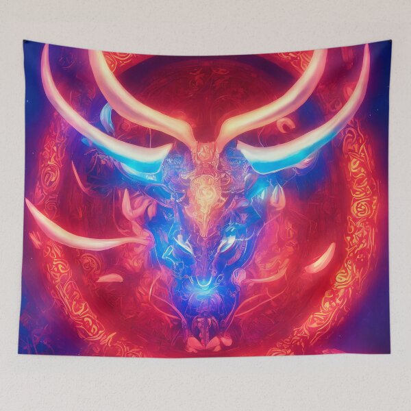Item preview, Taurus zodiac sign, glowing vivid colors,illustrative art, artist interpretation designed and sold by LoveZodiac.