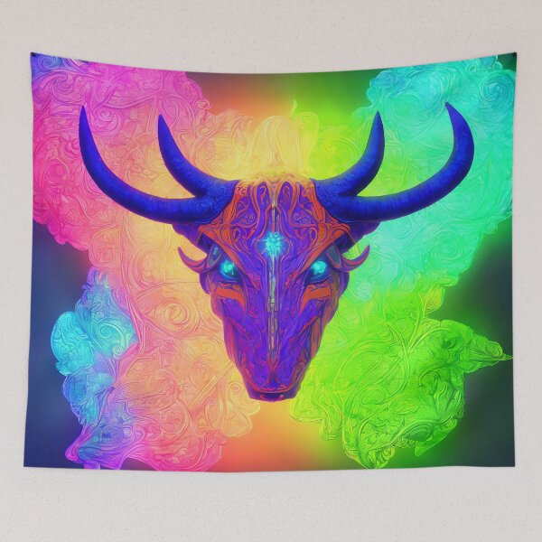 Item preview, Taurus zodiac sign, glowing vivid colors,illustrative art, artist interpretation designed and sold by LoveZodiac.