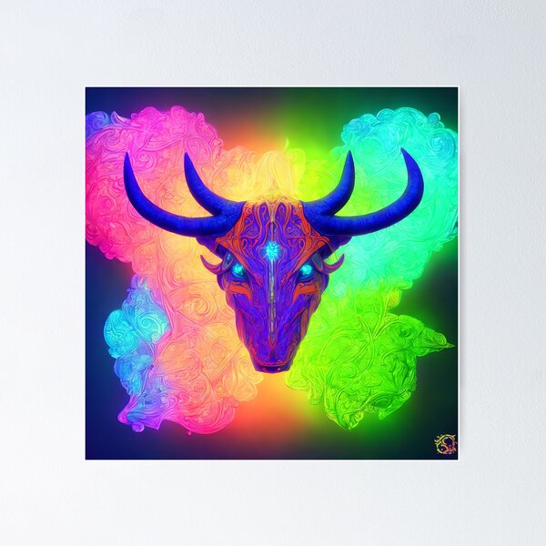 Artikelvorschau, Sternzeichen Stier, leuchtende, lebendige Farben, illustrative Kunst, künstlerische Interpretation entworfen und verkauft von LoveZodiac.