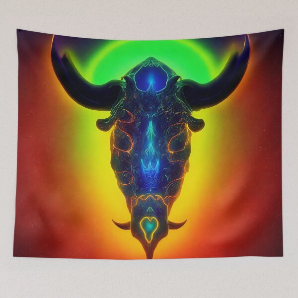 Item preview, Taurus zodiac sign, glowing vivid colors,illustrative art, artist interpretation designed and sold by LoveZodiac.