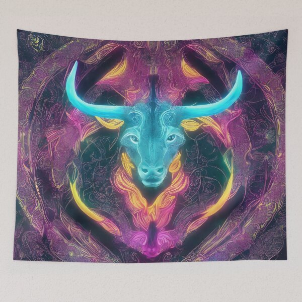 Item preview, Taurus zodiac sign, glowing vivid colors,illustrative art, artist interpretation designed and sold by LoveZodiac.