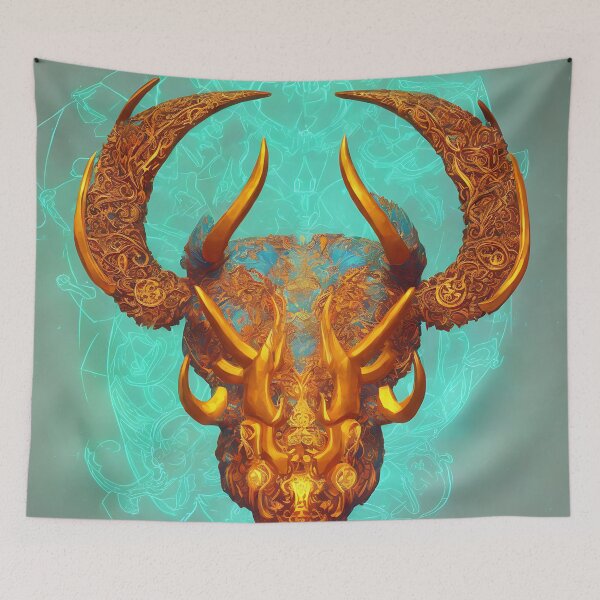 Item preview, Taurus zodiac sign, glowing vivid colors,illustrative art, artist interpretation designed and sold by LoveZodiac.