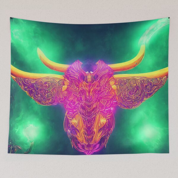 Item preview, Taurus zodiac sign, glowing vivid colors,illustrative art, artist interpretation designed and sold by LoveZodiac.