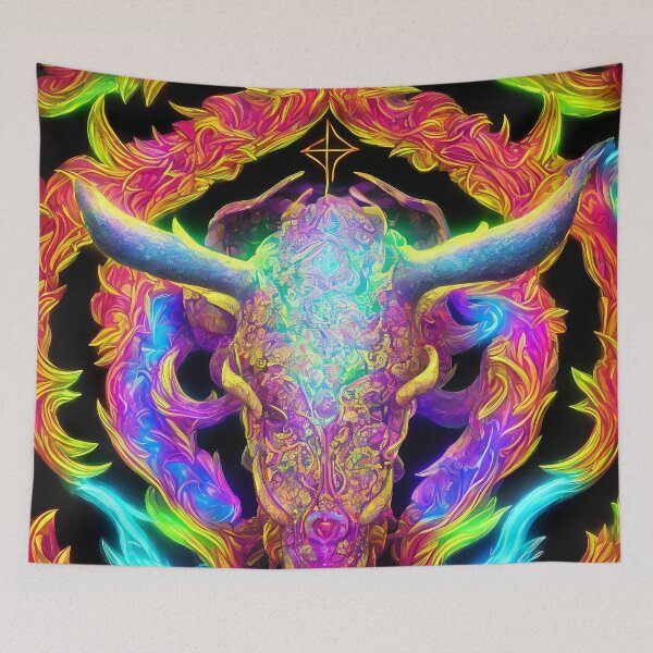 Item preview, Taurus zodiac sign, glowing vivid colors,illustrative art, artist interpretation designed and sold by LoveZodiac.