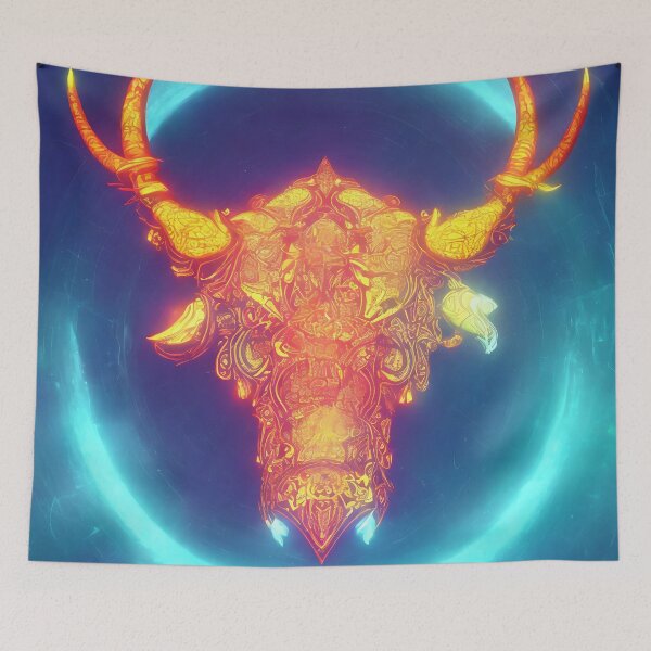 Item preview, Taurus zodiac sign, glowing vivid colors,illustrative art, artist interpretation designed and sold by LoveZodiac.