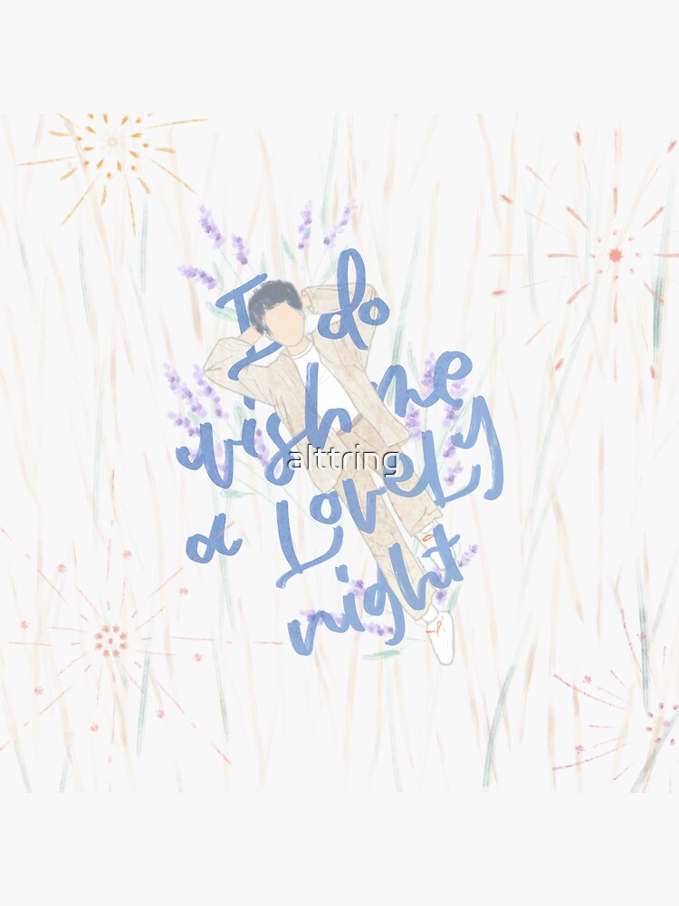 Thumbnail 3 of 3, Sticker, Wish me a lovely night designed and sold by alttring.