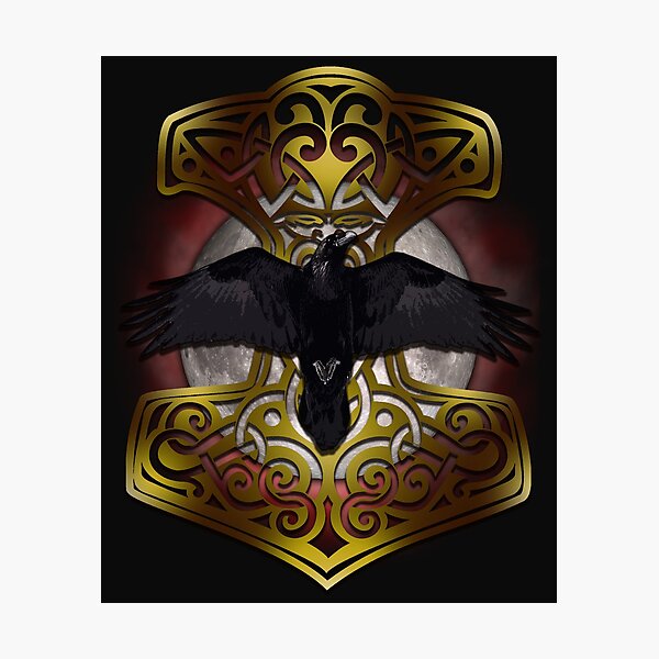 Item preview, Thor's Hammer - Mjolnir - Vikings Raven  Moon designed and sold by C0SMICALCHEMY.