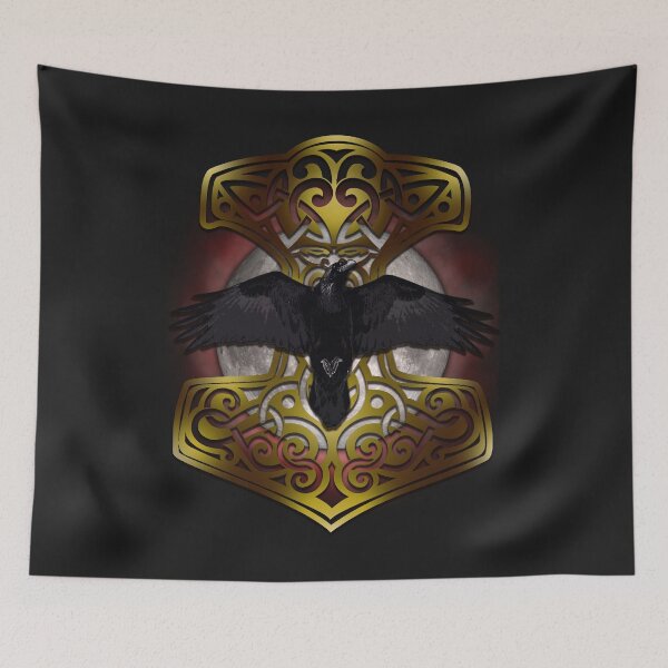Item preview, Thor's Hammer - Mjolnir - Vikings Raven  Moon designed and sold by C0SMICALCHEMY.