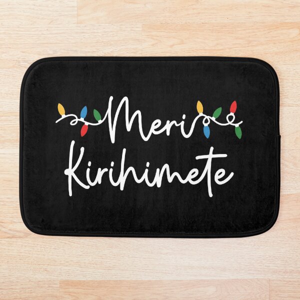 Item preview, Meri Kirihimete with Christmas Lights, Maori Merry Christmas, Black background designed and sold by BearAndCat.