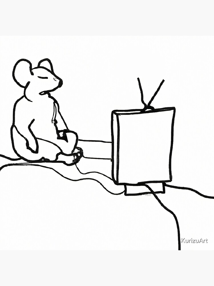 "Mouse watching TV" Sticker for Sale by KurizuArt Redbubble
